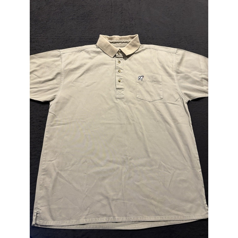 Big Dogs Polo Shirt Size Large Beige Short Sleeve Pocket